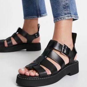 & Other Stories leather chunky sandals in black